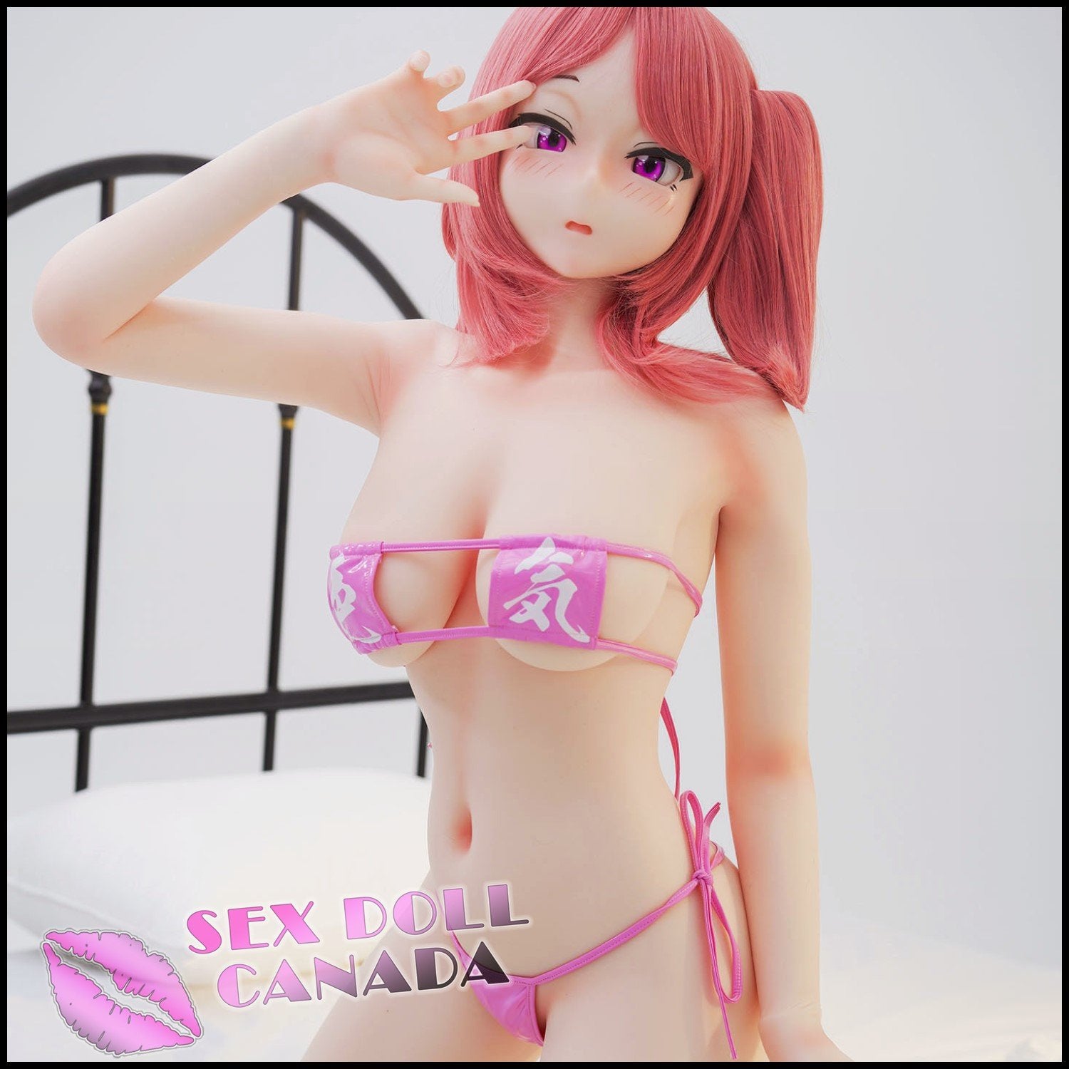 IROKEBIJIN Realistic Sex Doll Short Petite Big Tits Breasts Pink Purple Hair