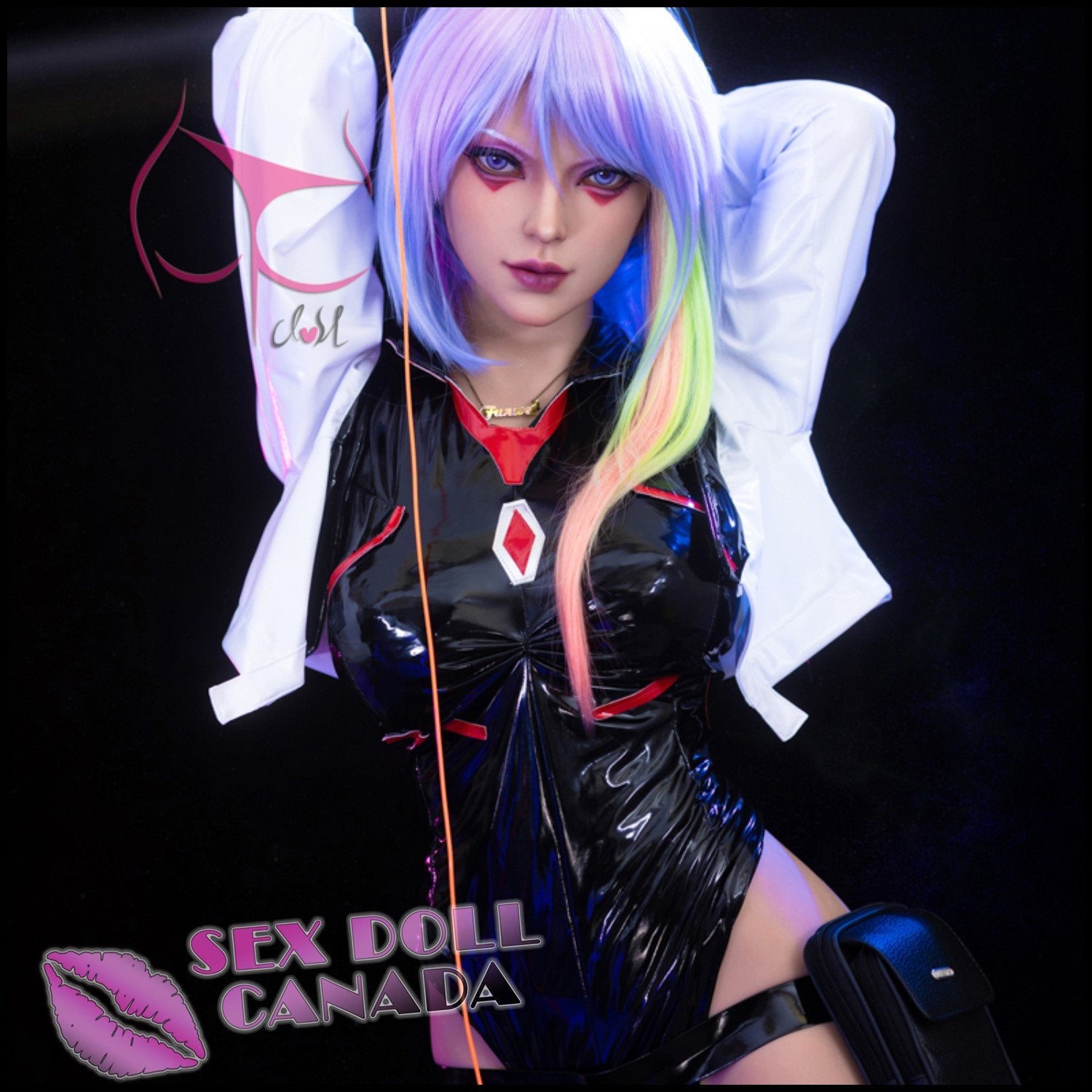 FunWestDoll Realistic Sex Doll Big Tits Breasts Curvy Full Body Pink Purple Hair