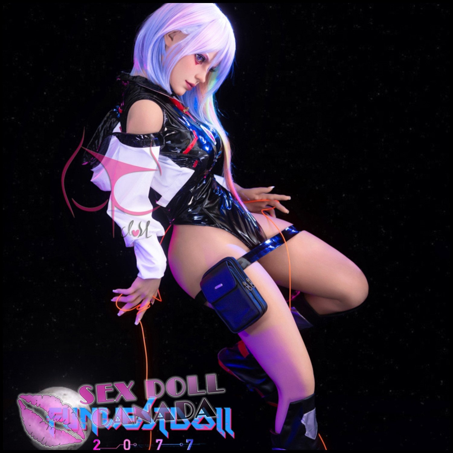 FunWestDoll Realistic Sex Doll Small Waist Curvy Full Body Pink Purple Hair