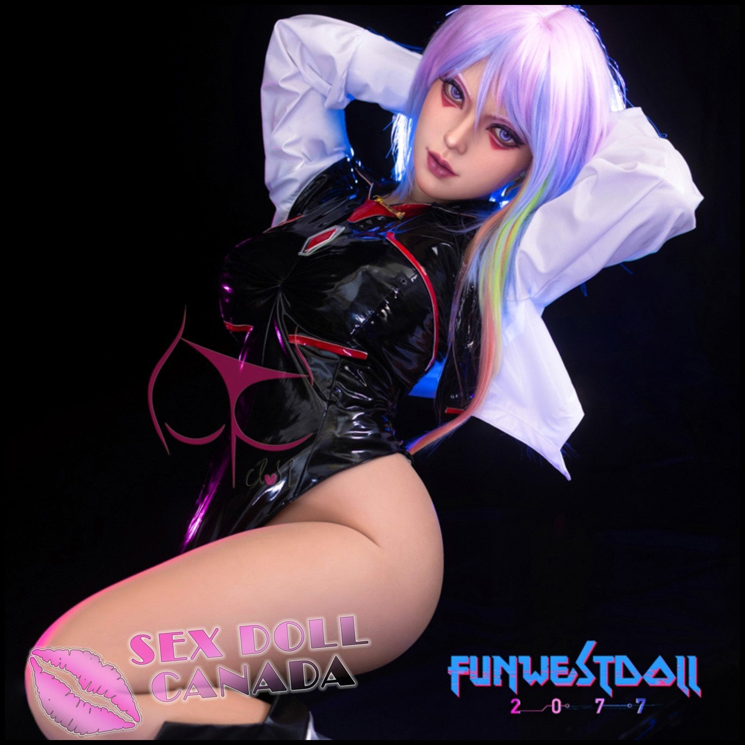 FunWestDoll Realistic Sex Doll Big Tits Breasts Pink Purple Hair Curvy Full Body