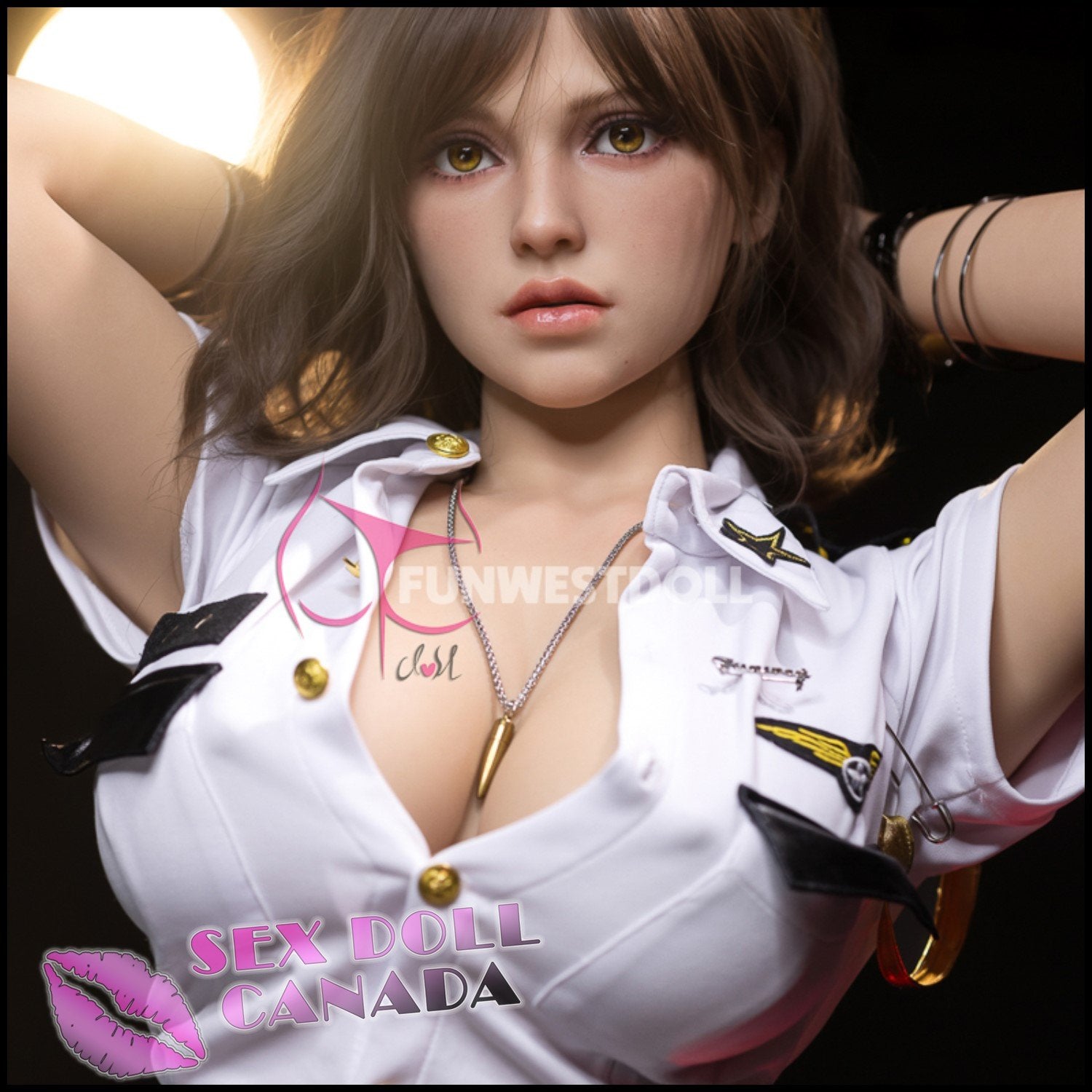 FunWestDoll Realistic Sex Doll Huge Tits Boobs Small Waist Brunette Hair