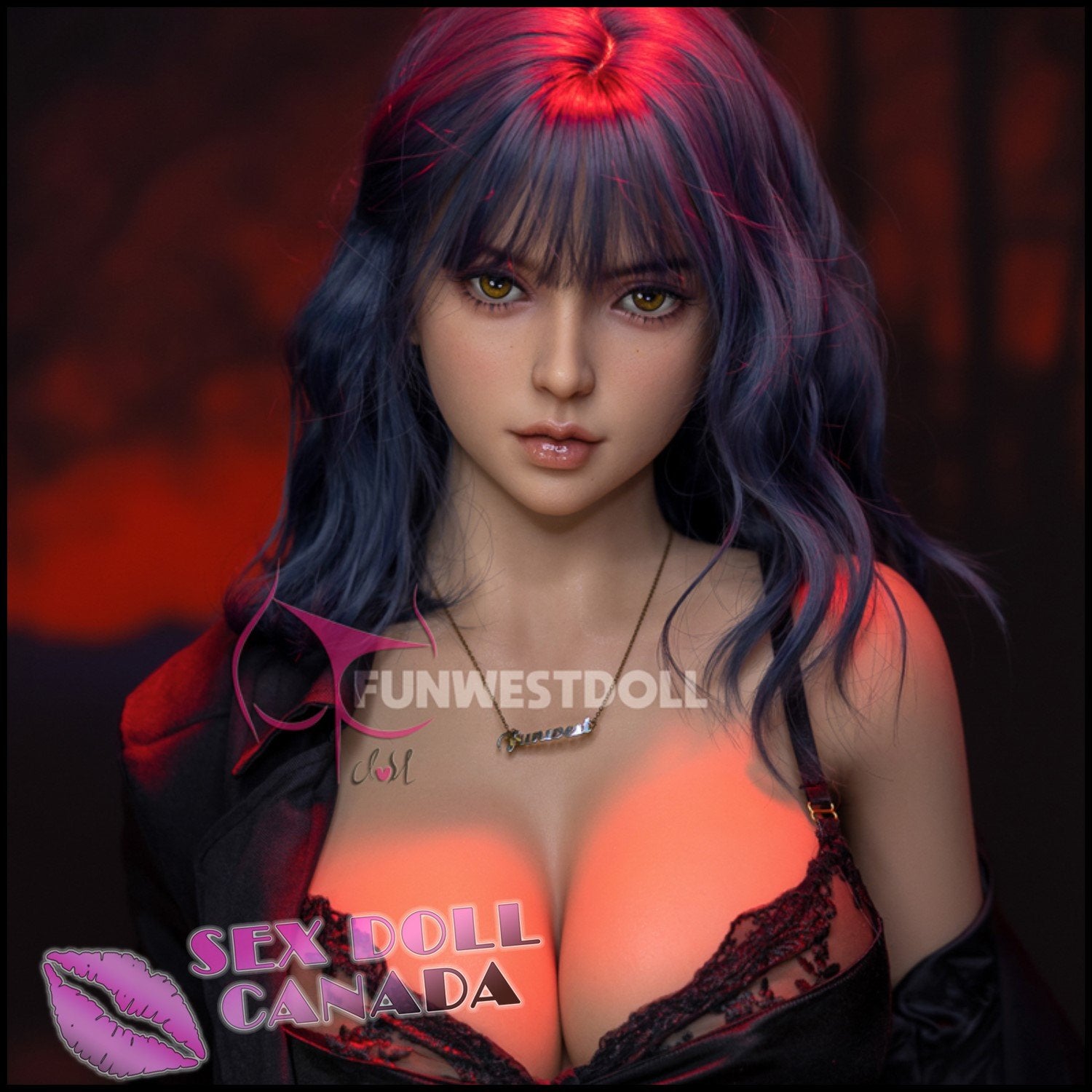 FunWestDoll Realistic Sex Doll Small Waist Big Ass Butt Blue Hair