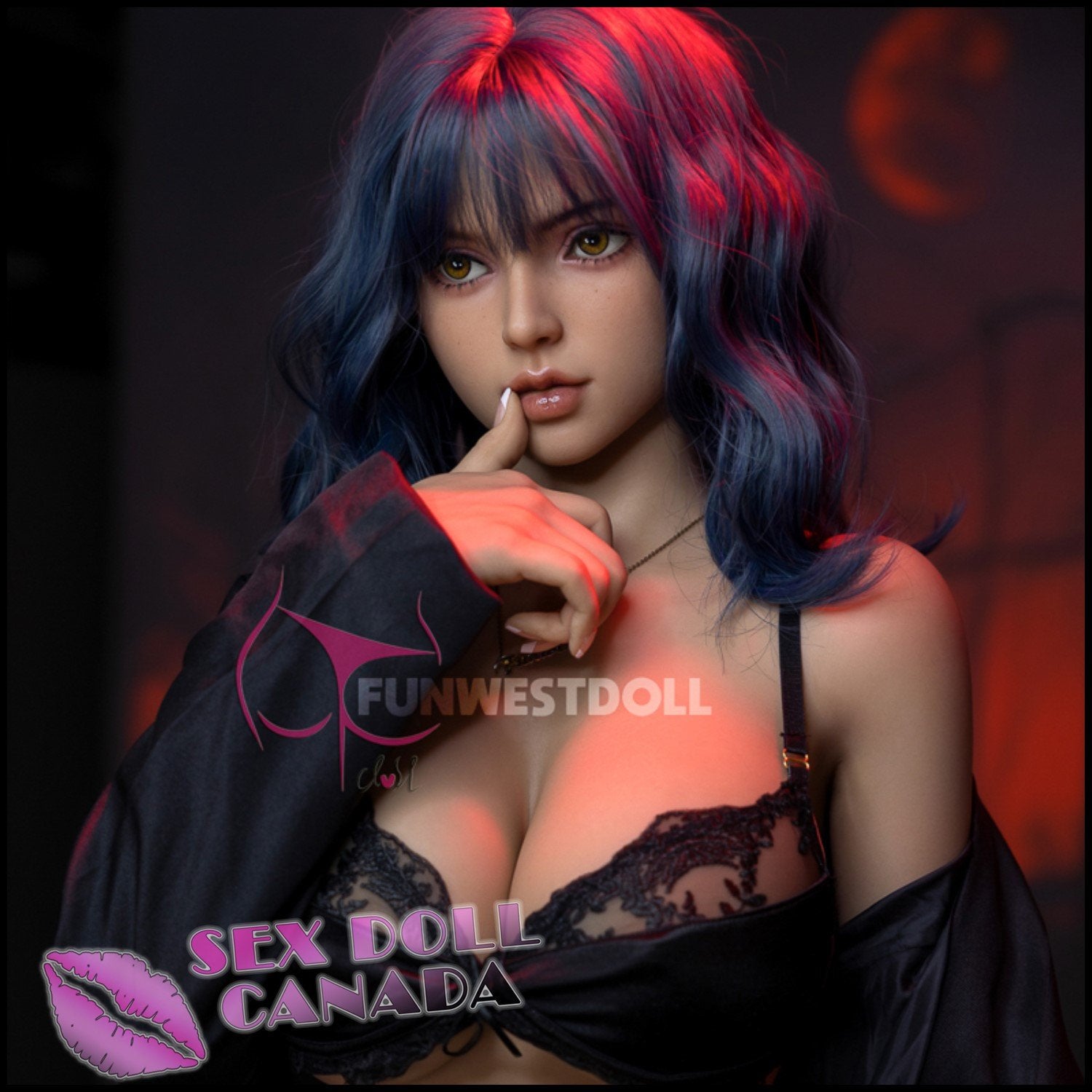 FunWestDoll Realistic Sex Doll Small Waist Big Ass Butt Blue Hair