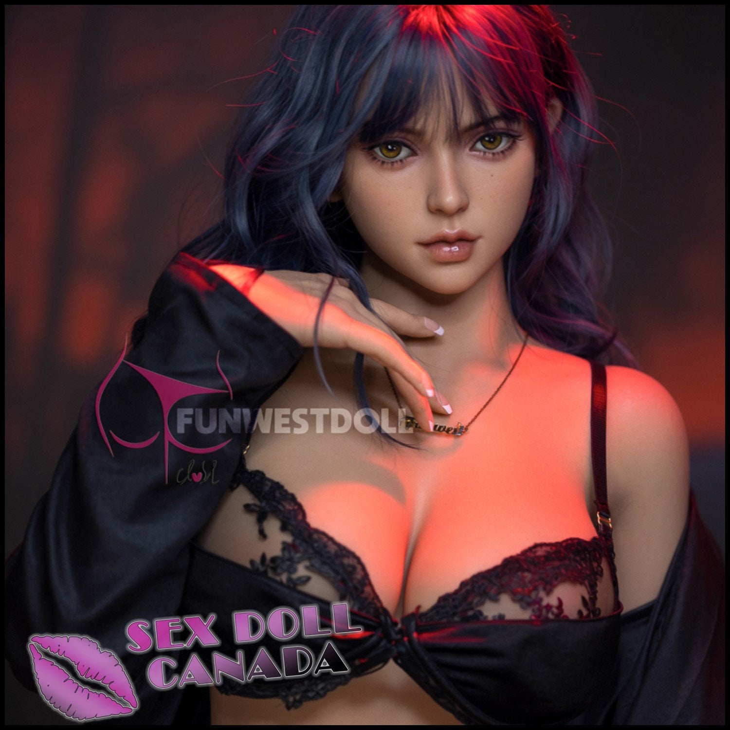 FunWestDoll Realistic Sex Doll Big Ass Butt Curvy Full Body Blue Hair