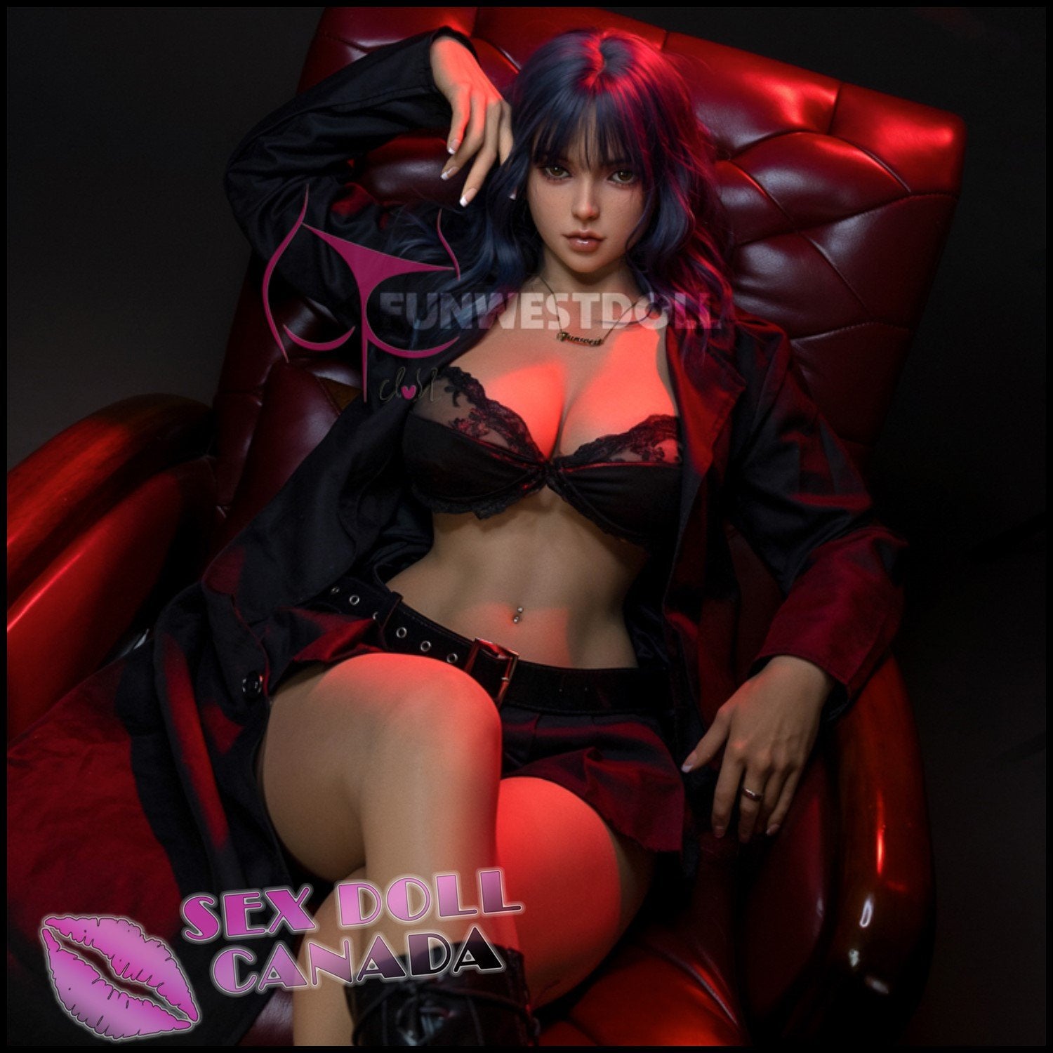 FunWestDoll Realistic Sex Doll Big Ass Butt Blue Hair Huge Tits Boobs