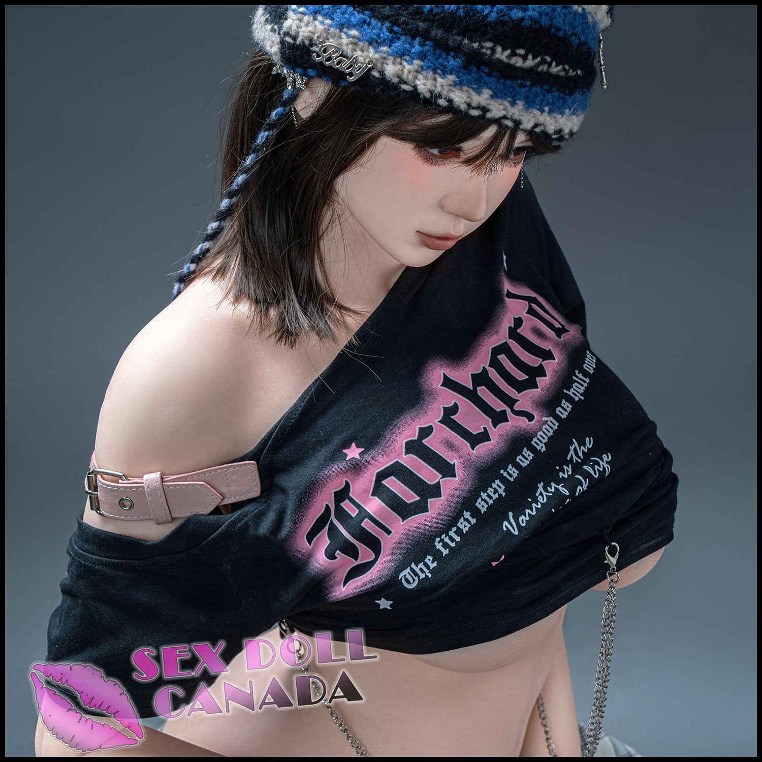 IRONTECH Realistic Sex Doll Black Hair Small Waist Curvy Full Body