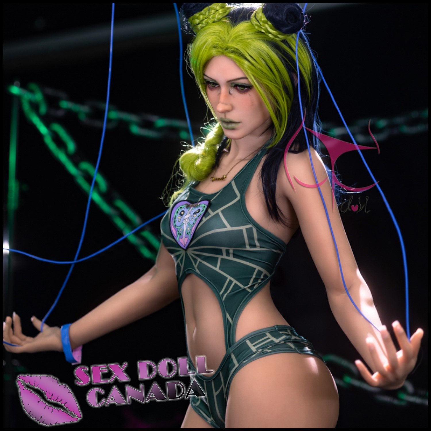 FunWestDoll Realistic Sex Doll Green Hair Western American Small Waist