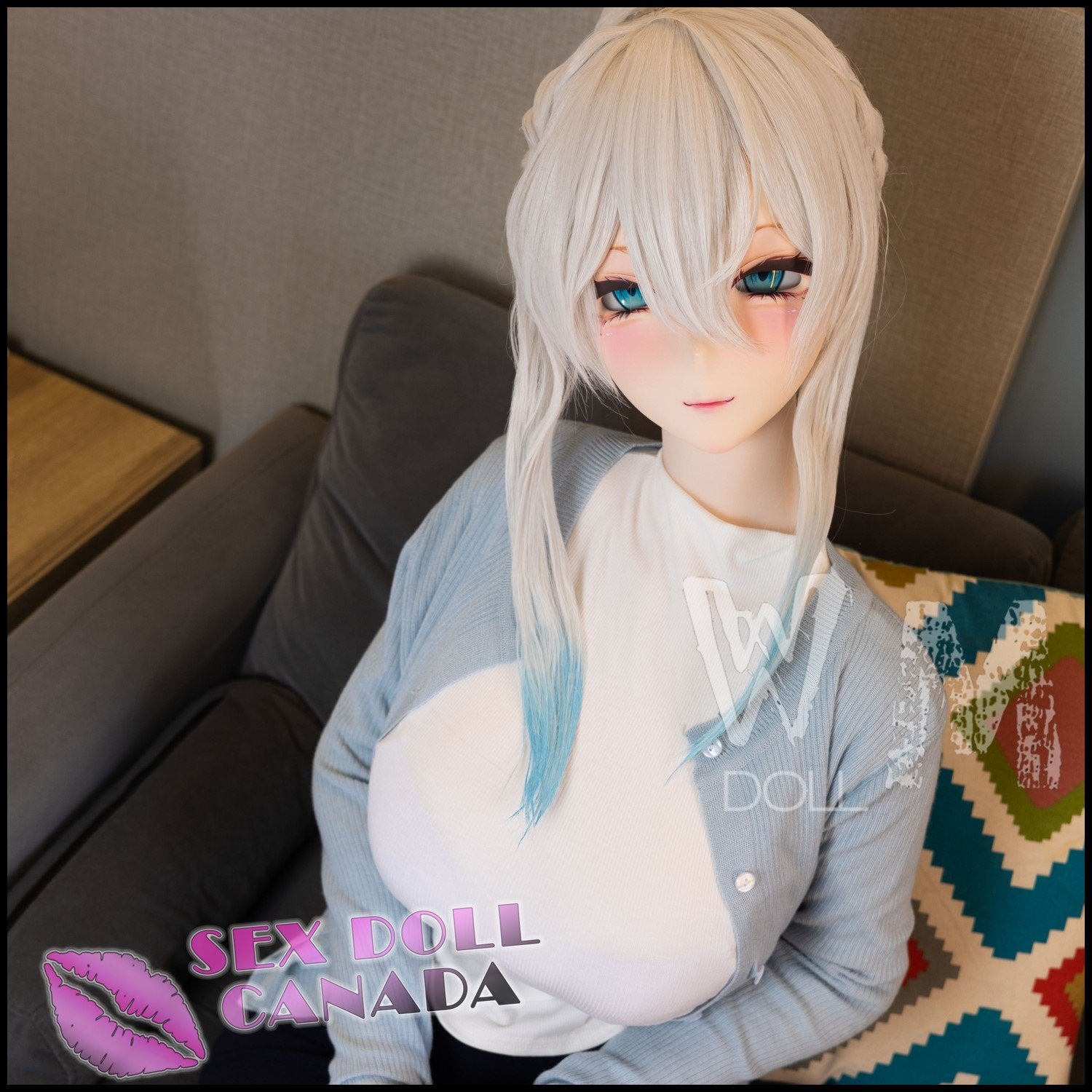 WM Doll Realistic Sex Doll Huge Tits Boobs Curvy Full Body Gray Silver White Hair