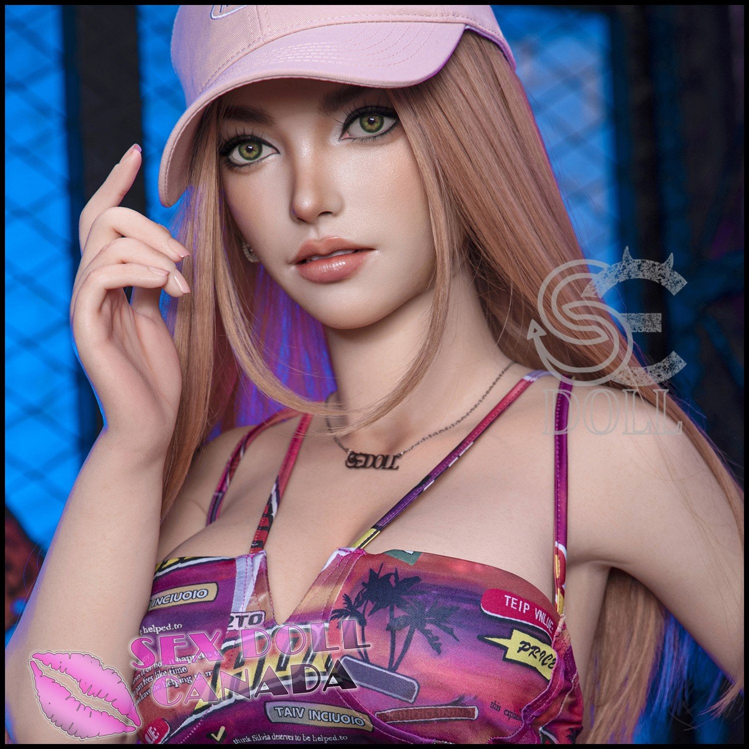 SE DOLL Realistic Sex Doll Small Waist Big Tits Breasts Pink Purple Hair