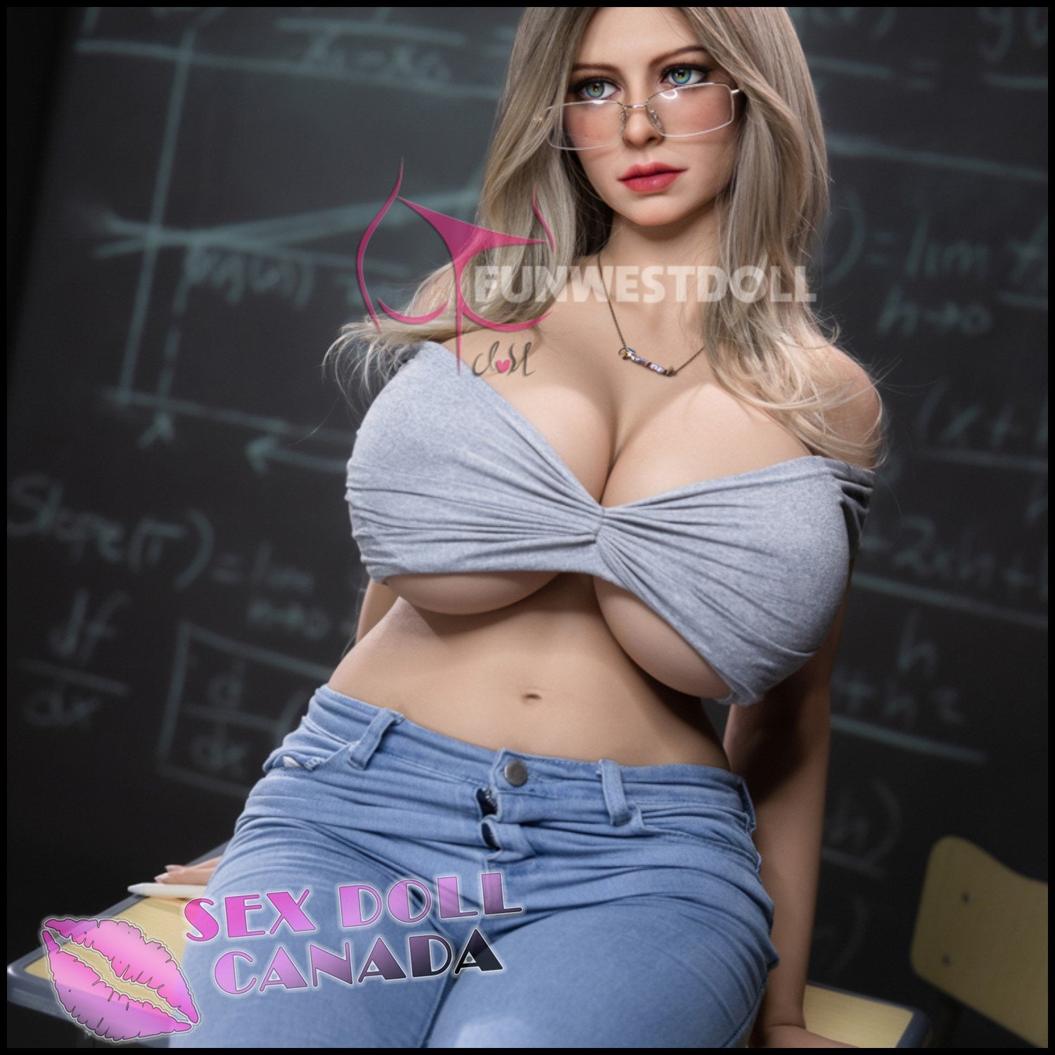 FunWestDoll Realistic Sex Doll Huge Tits Boobs Curvy Full Body Blonde Hair