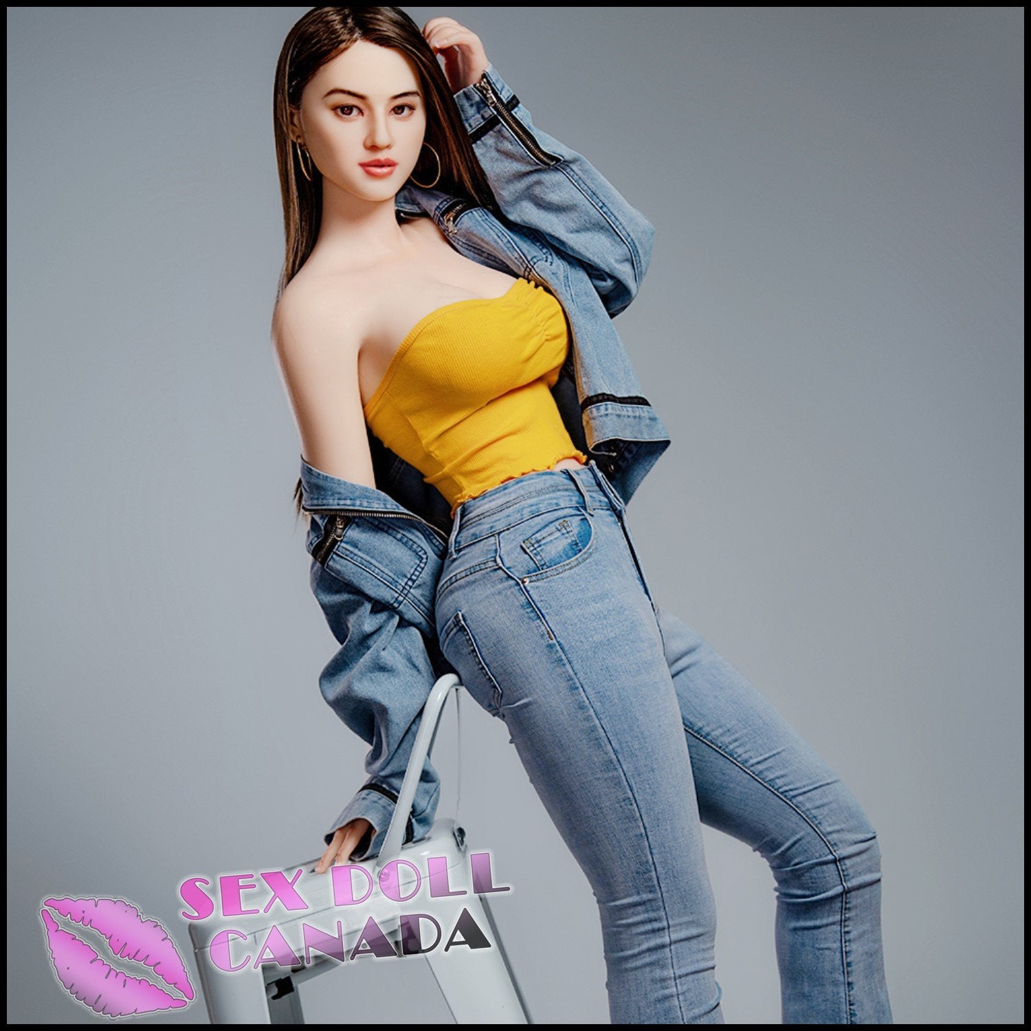 HR Doll Realistic Sex Doll Big Tits Breasts Curvy Full Body Brunette Hair