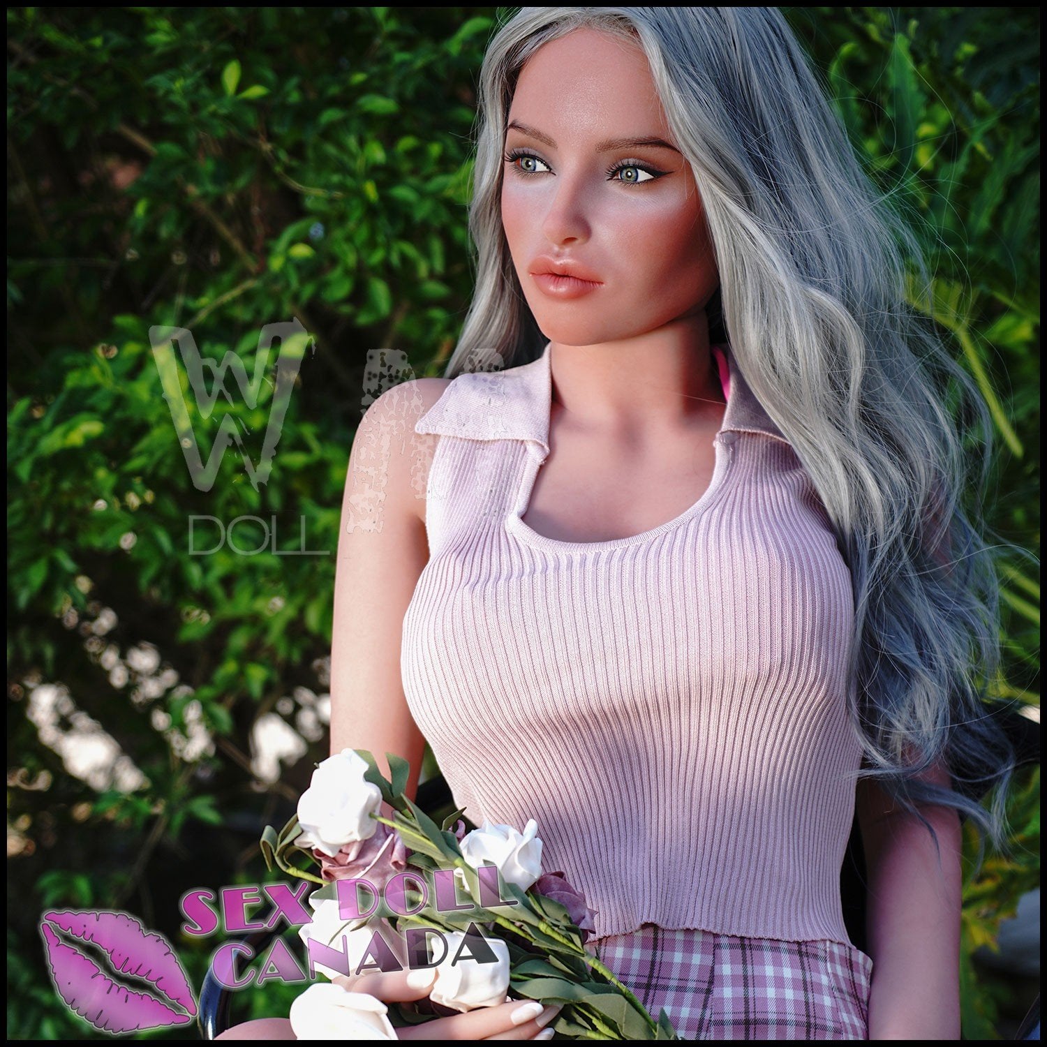 WM Doll Realistic Sex Doll Curvy Full Body Big Tits Breasts Gray Silver White Hair
