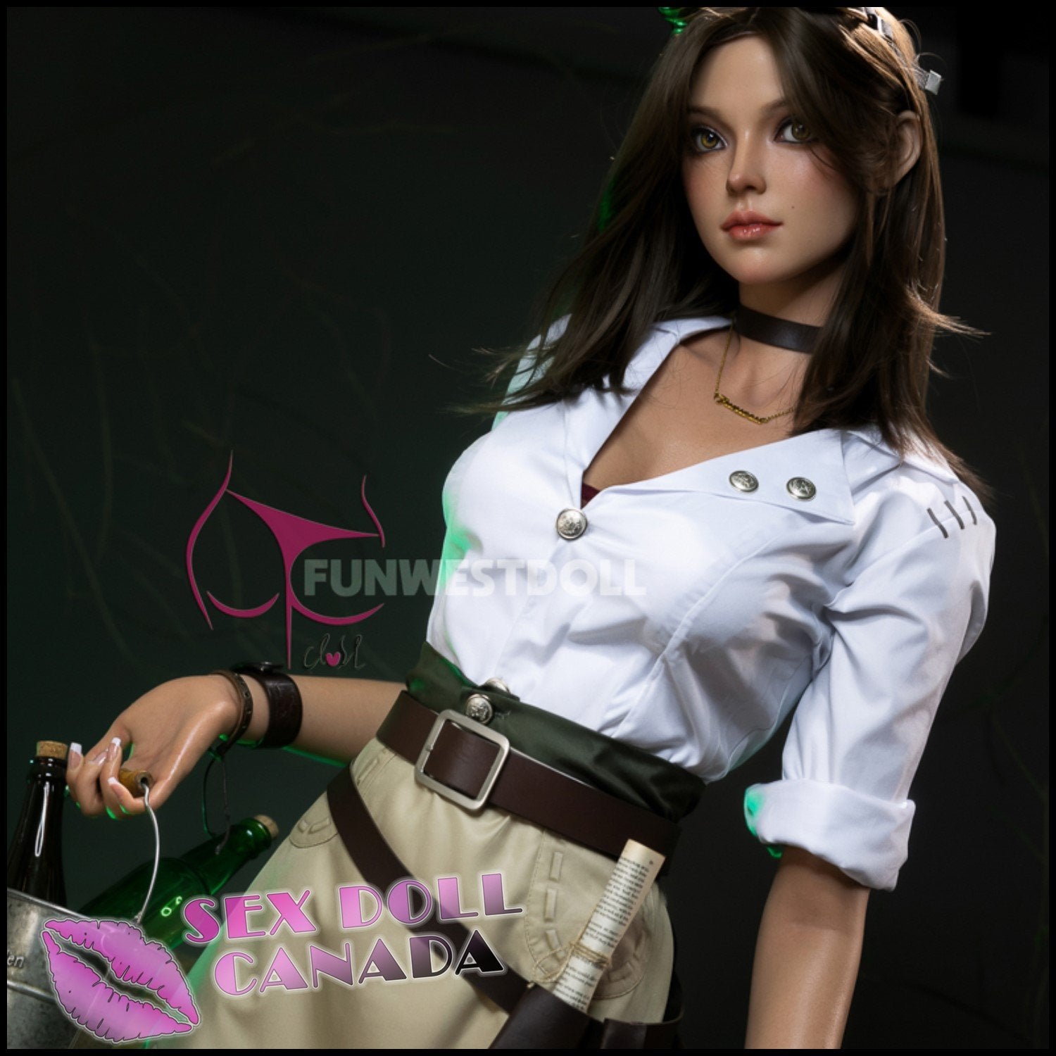 FunWestDoll Realistic Sex Doll Brunette Hair Curvy Full Body Big Tits Breasts