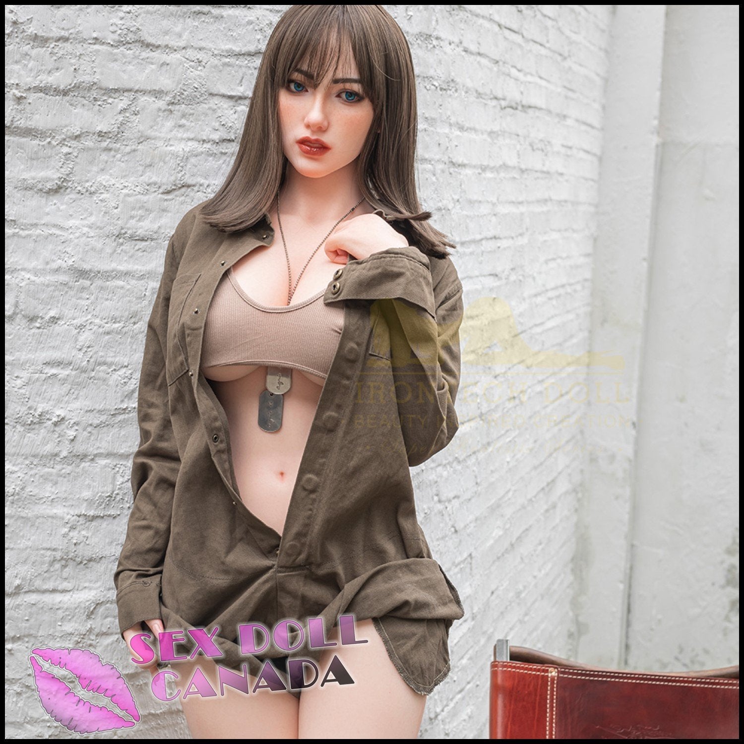IRONTECH Realistic Sex Doll Western American Curvy Full Body Brunette Hair