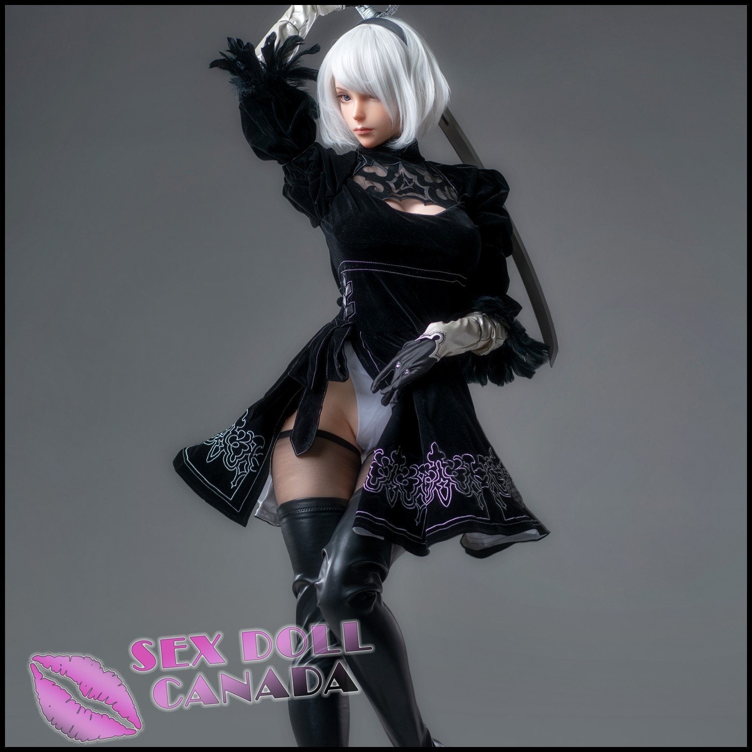 Game Lady Realistic Sex Doll Elf Fantasy Cosplay Huge Tits Boobs Gray Silver White Hair