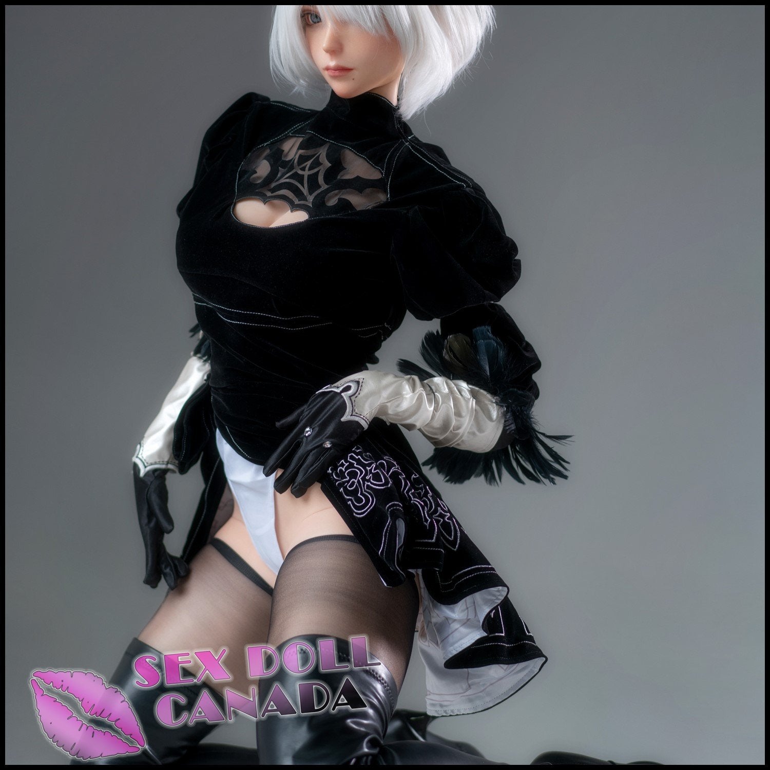 Game Lady Realistic Sex Doll Elf Fantasy Cosplay Gray Silver White Hair Huge Tits Boobs