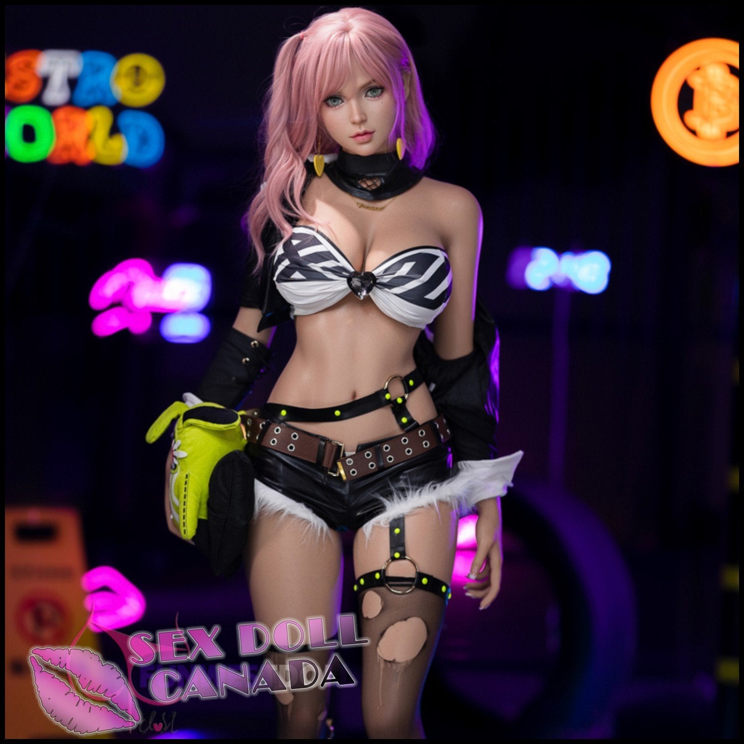 FunWestDoll Realistic Sex Doll Elf Fantasy Cosplay Pink Purple Hair Small Waist