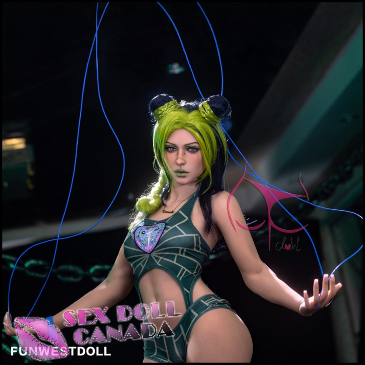 FunWestDoll Realistic Sex Doll Western American Green Hair Small Waist