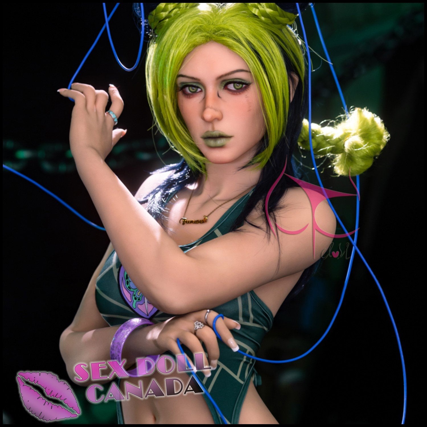 FunWestDoll Realistic Sex Doll Green Hair Western American Small Tits Boobs