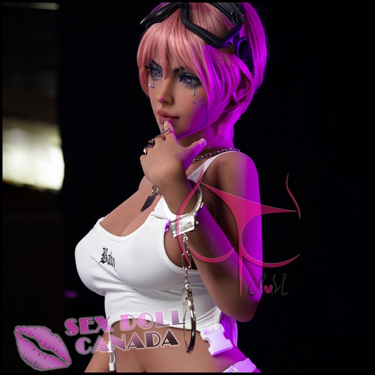 FunWestDoll Realistic Sex Doll Small Waist Big Tits Breasts Pink Purple Hair