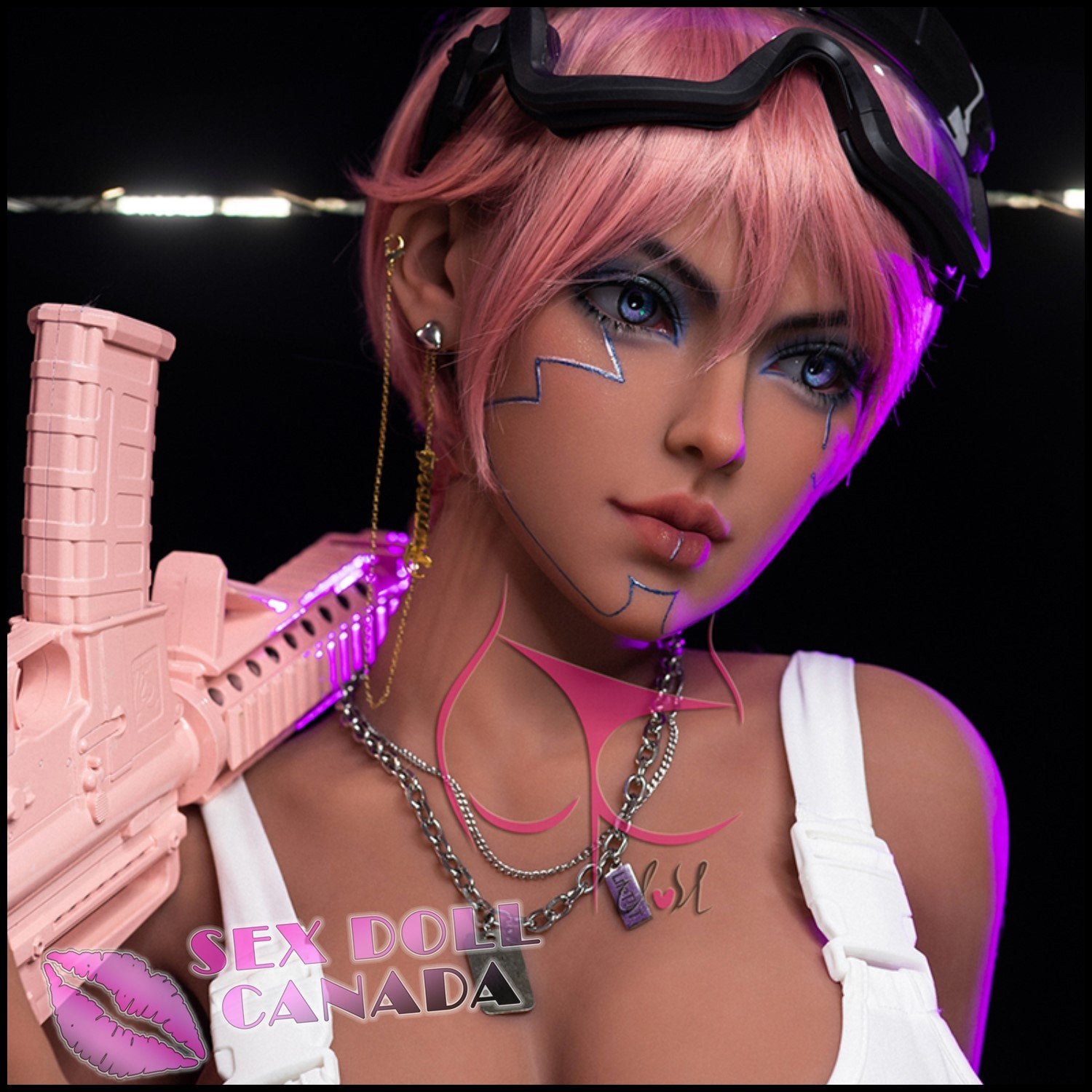 FunWestDoll Realistic Sex Doll Small Waist Big Tits Breasts Pink Purple Hair