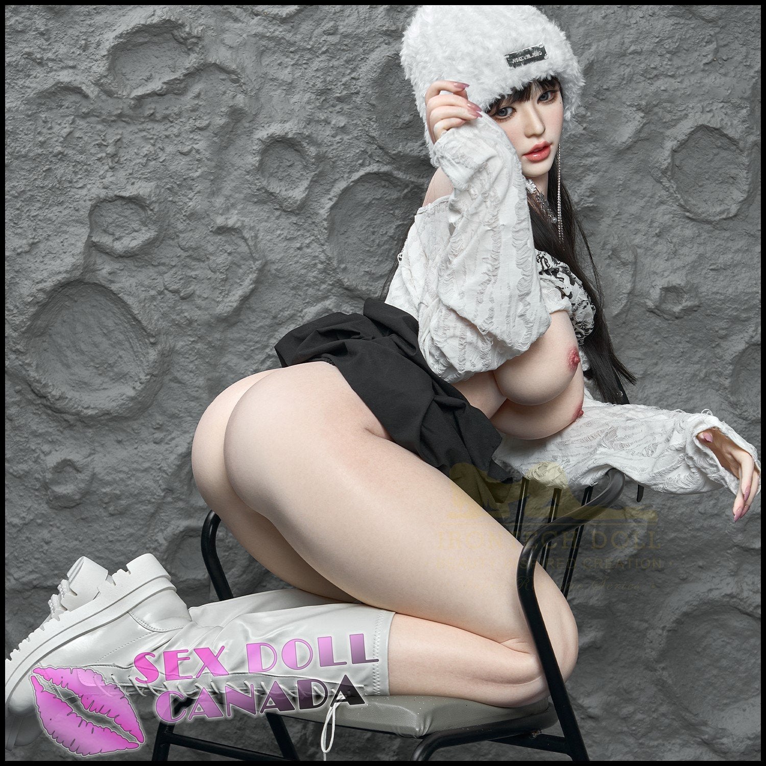 IRONTECH Realistic Sex Doll Curvy Full Body Black Hair Huge Tits Boobs