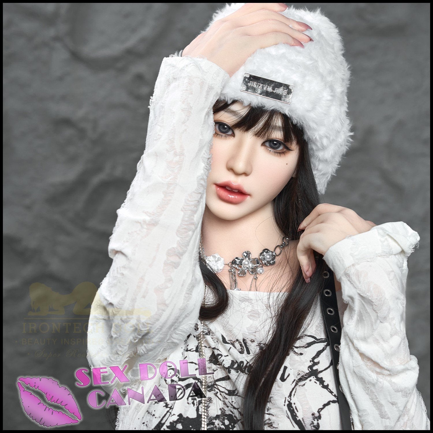 IRONTECH Realistic Sex Doll Black Hair Curvy Full Body Huge Tits Boobs