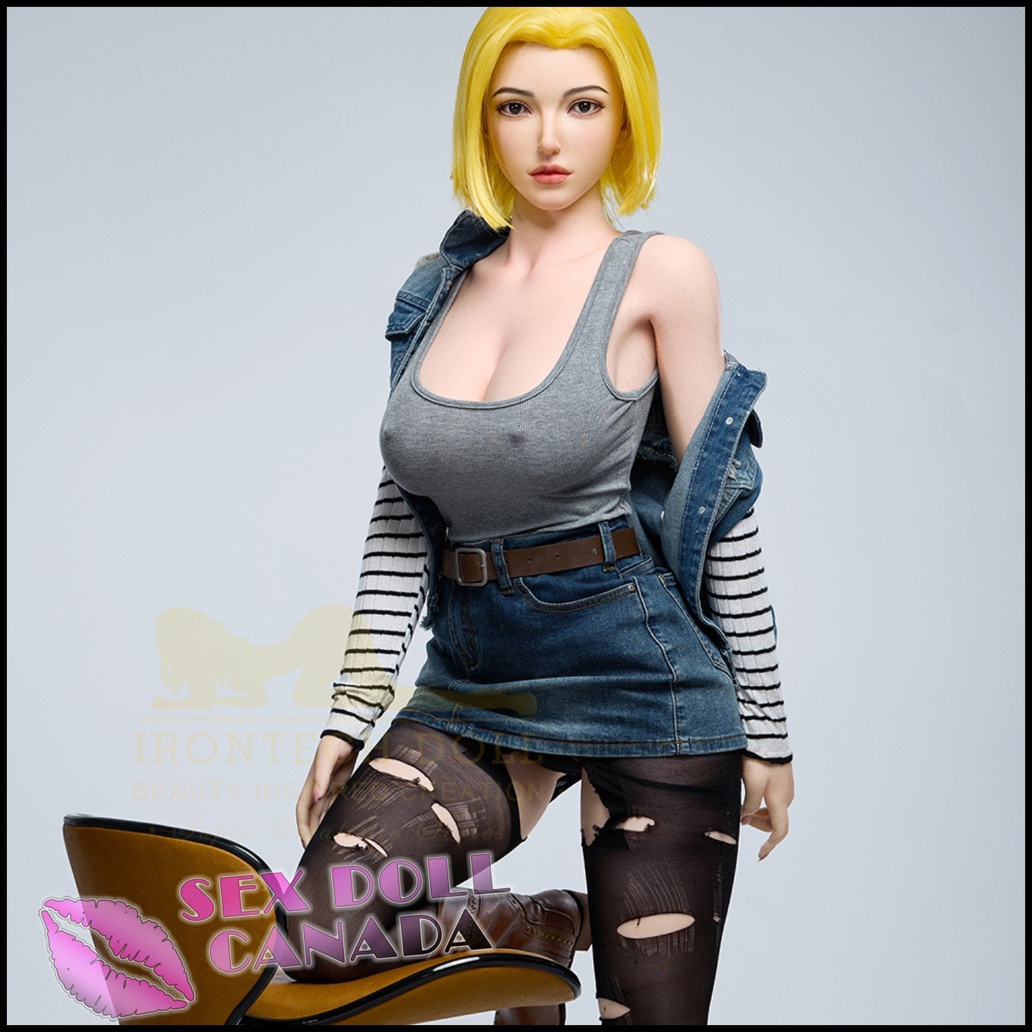 IRONTECH Realistic Sex Doll Curvy Full Body Blonde Hair Huge Tits Boobs
