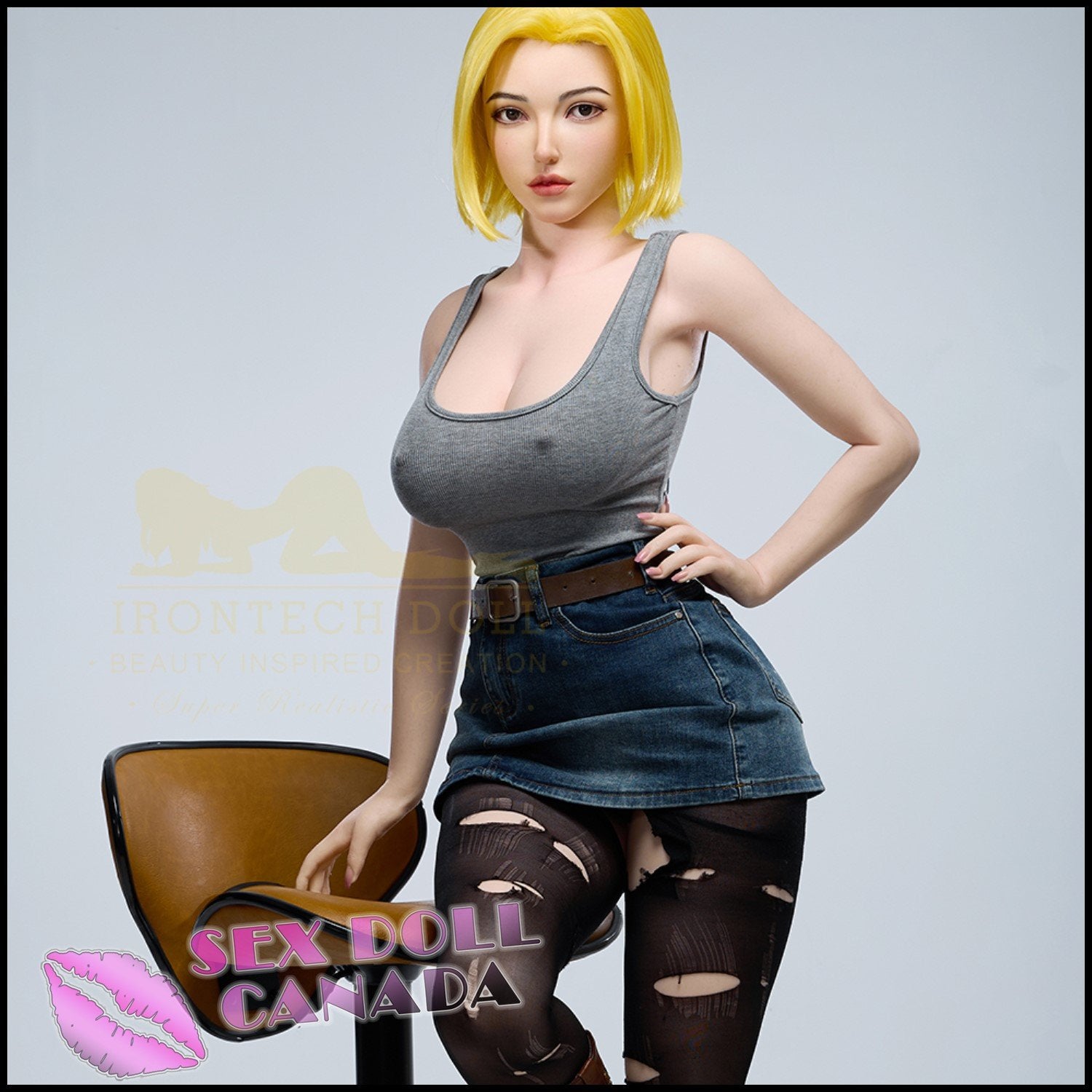 IRONTECH Realistic Sex Doll Blonde Hair Curvy Full Body Huge Tits Boobs