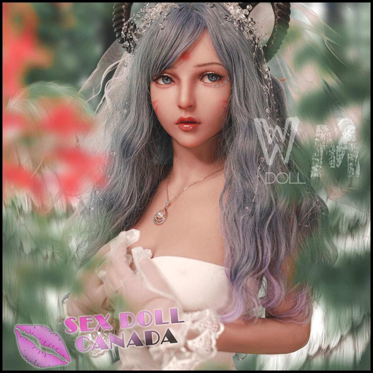 WM Doll Realistic Sex Doll Fit Athletic Gray Silver White Hair Elf Fantasy Cosplay