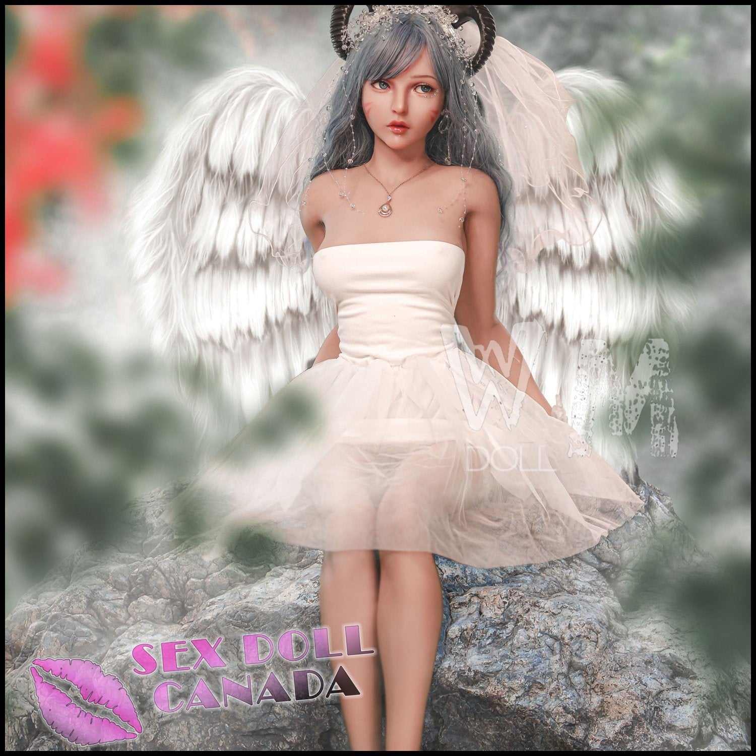 WM Doll Realistic Sex Doll Big Thick Thighs Gray Silver White Hair Small Waist