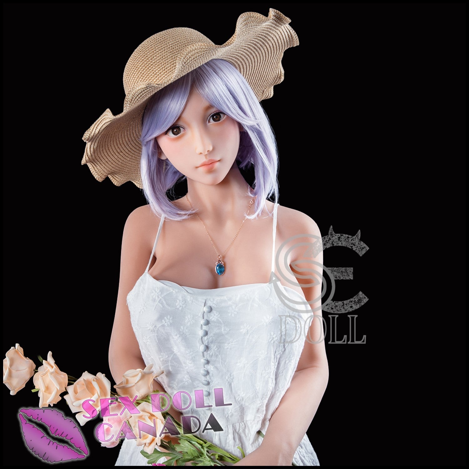 SE DOLL Realistic Sex Doll Pink Purple Hair Small Waist Curvy Full Body
