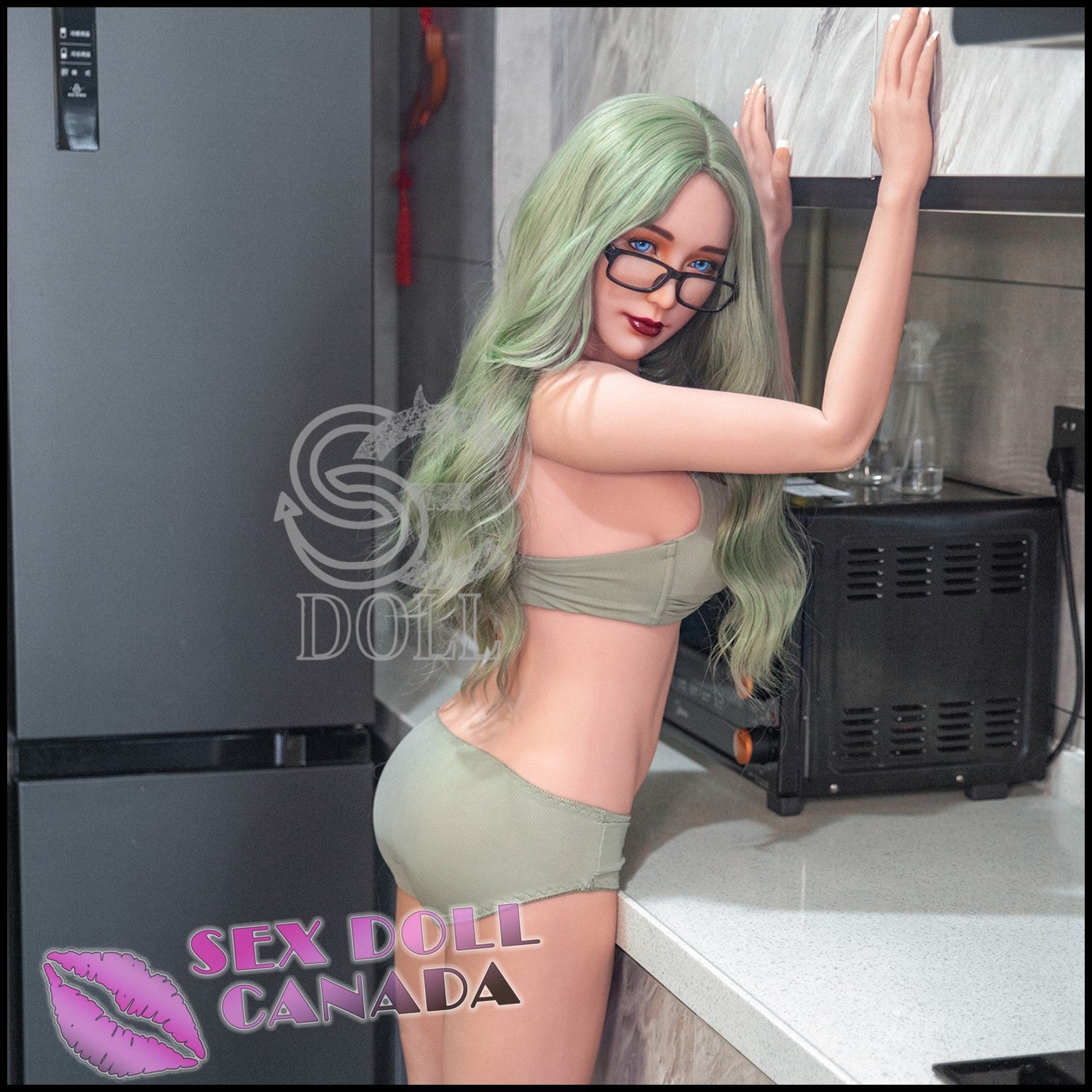 SE DOLL Realistic Sex Doll Green Hair Fit Athletic Western American