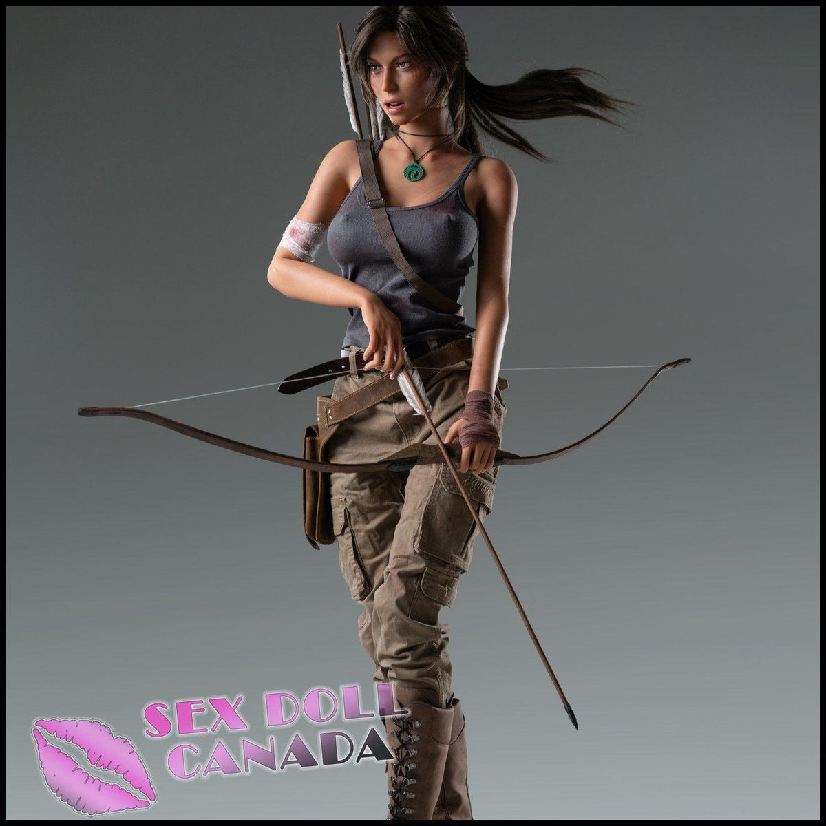 166 (5'5") G-Cup Adventure Lady Dark Tan - Full Silicone - Game Lady