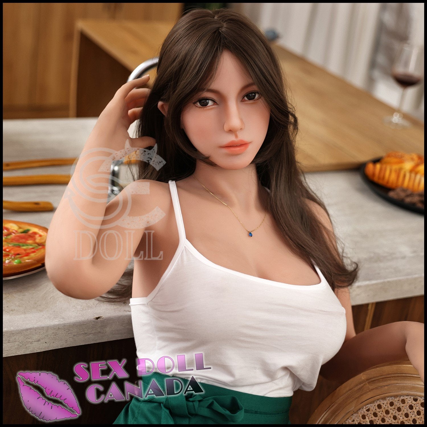 SE DOLL Realistic Sex Doll Tall Long Legs Brunette Hair Skinny Slim