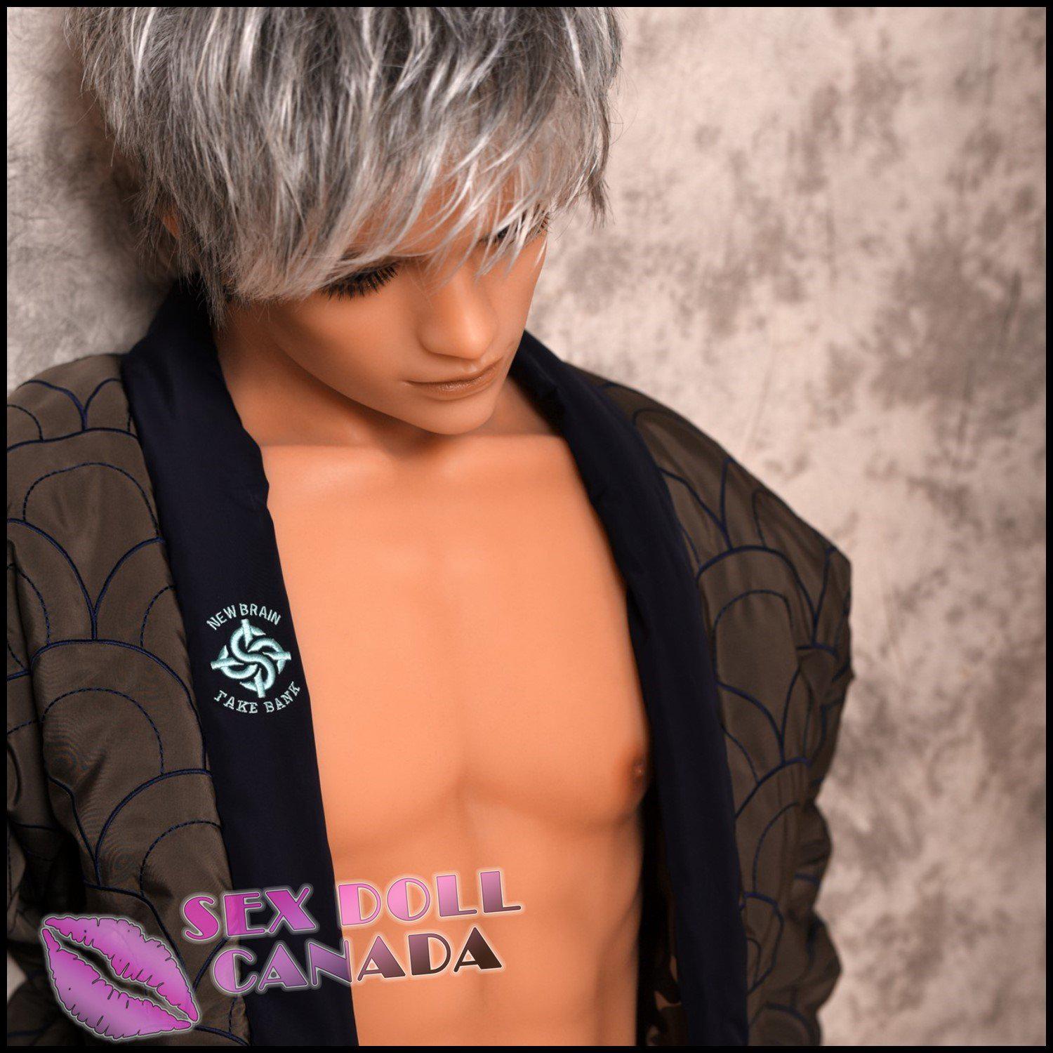 DS Realistic Sex Doll Muscular  Rough Gray  Silver  White Hair Male