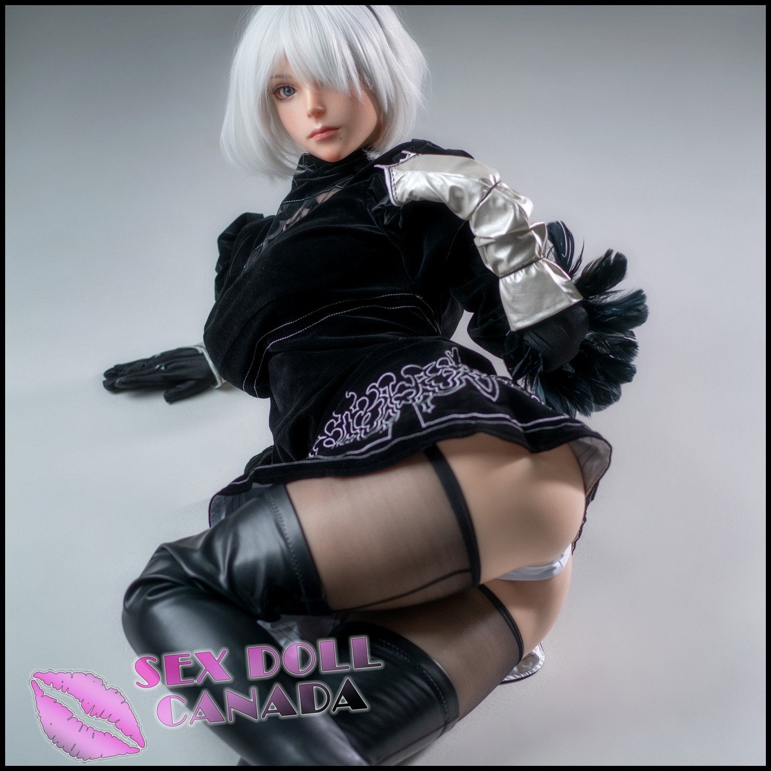 Game Lady Realistic Sex Doll Tall Long Legs Curvy Full Body Gray Silver White Hair