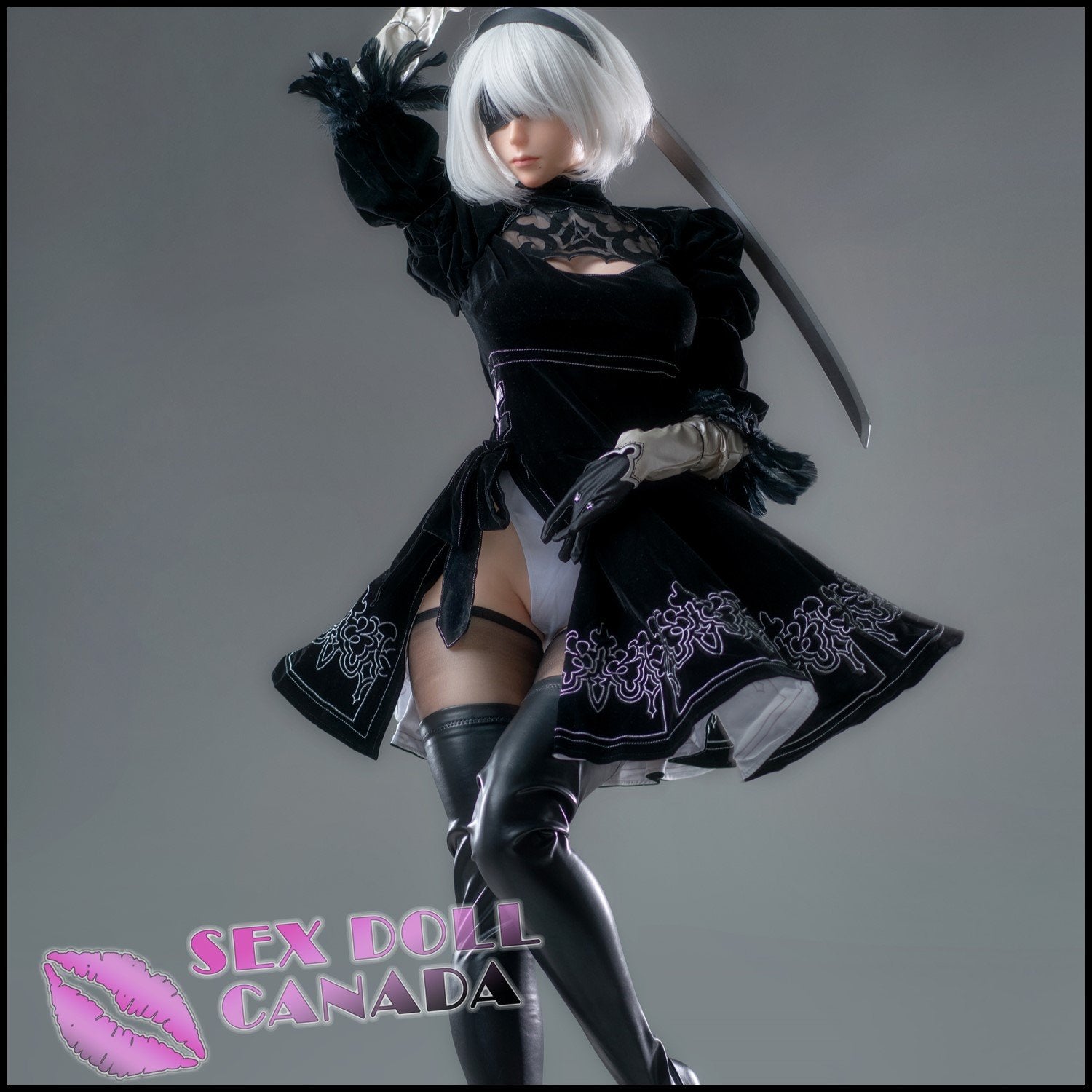 Game Lady Realistic Sex Doll Tall Long Legs Gray Silver White Hair Huge Tits Boobs