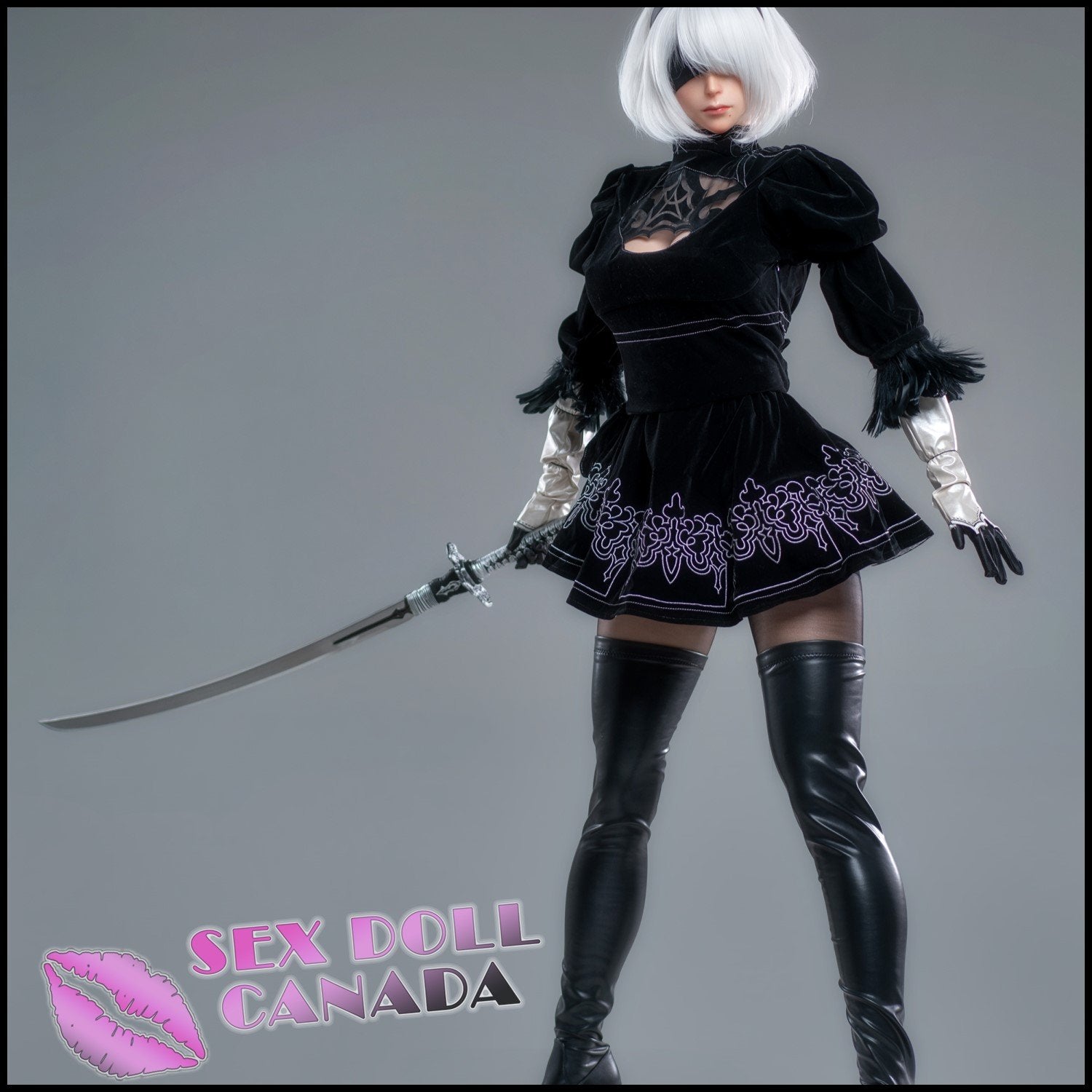 Game Lady Realistic Sex Doll Huge Tits Boobs Curvy Full Body Gray Silver White Hair