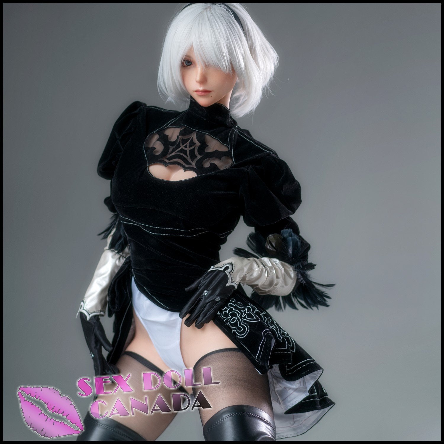 Game Lady Realistic Sex Doll Curvy Full Body Huge Tits Boobs Gray Silver White Hair