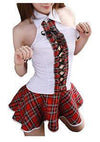 Real Sex Doll IN-STOCK - Clothing - Sexy School Girl - Plaid Kilt and White Sheer Mesh Tie Top Life Size - Clothing - SD Canada